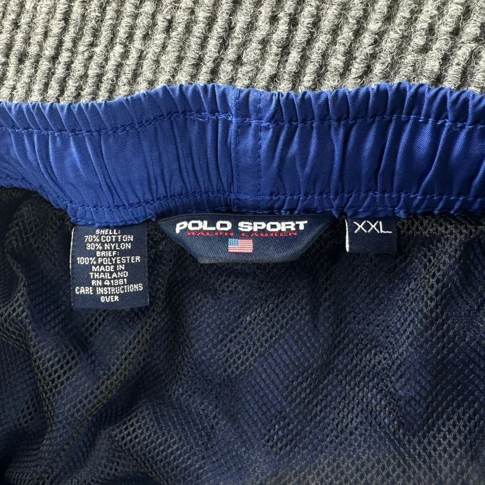 Polo Sport Ralph Lauren Mens Blue Swim Trunks Orange Pony Logo XXL RN 41381